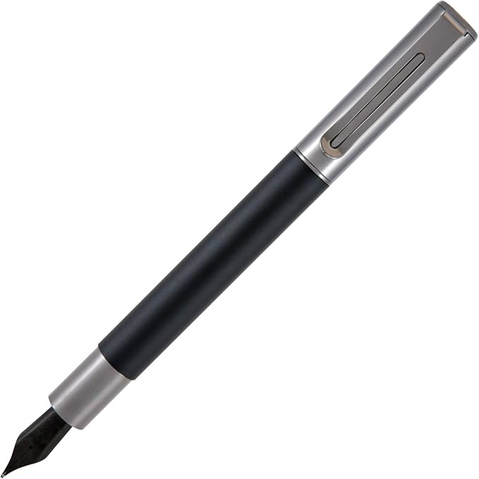 Monteverde USA Ritma Fountain Pen in Black – Broad Nib Bold JoWo Stainless Steel Refillable Ink Cartridge/Converter – Ideal for Executives & Artists