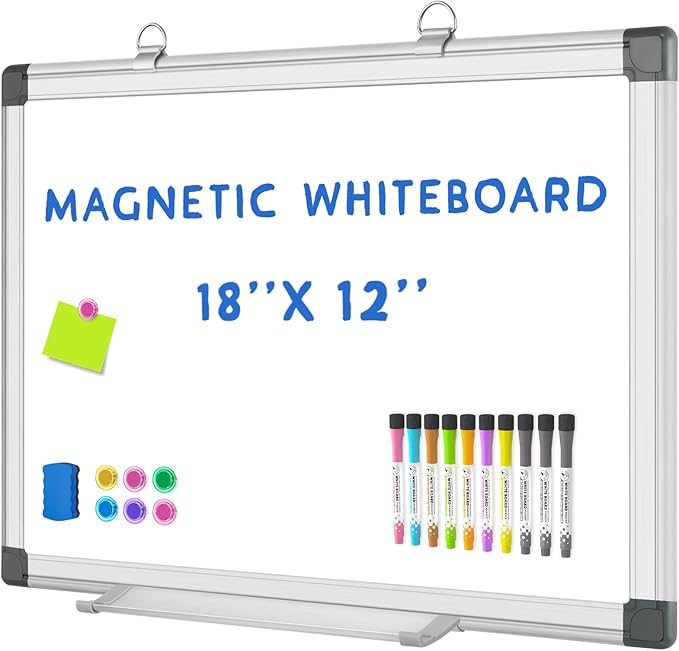 Grtard 18" x 12" White Board Dry Erase, Magnetic Dry Erase Boards, Hanging Magnetic Whiteboard with Marker and Strong Magnets, Dry Erase Board for Wall, White Boards Dry Erase for School, Office, Home