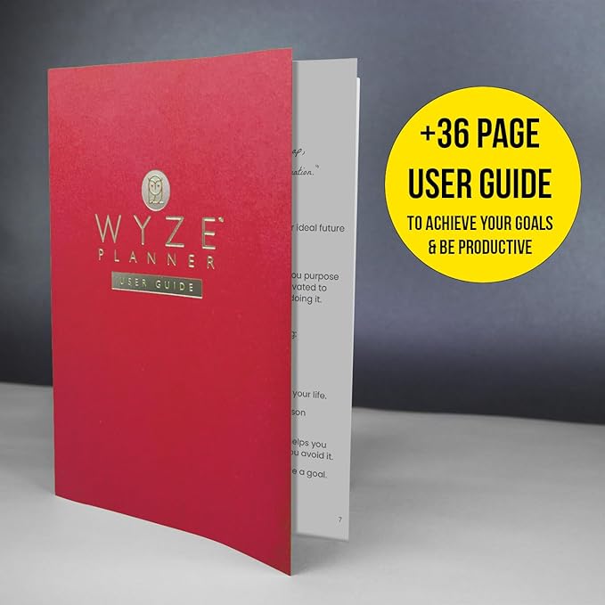 Wyze Planner Undated Daily Planner – 1-Year B5 Productivity Organizer with Two-Page Weekly Spread, Goal Setting, Habit Tracker, Weekly & Monthly Pages – Hardcover Time Management Notebook (Red)