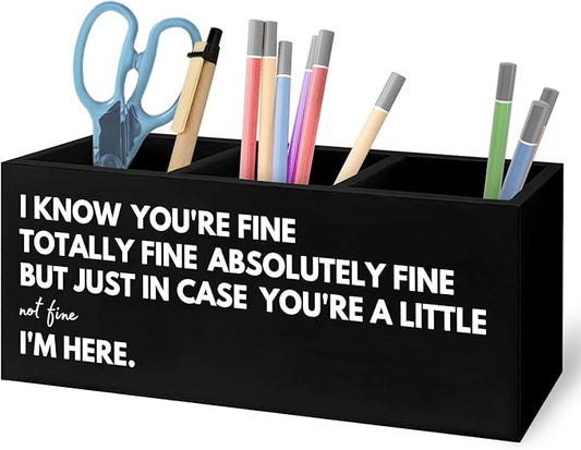 URLLUAE Thoughtful Uplifting Gifts Wooden Pen Pencil Holder for Office Desk Accessories, Thinking of You Get Well Soon Gifts for Women Men, Encouragement Makeup Brush Toothbrush Holder Organizer