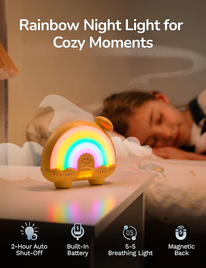 Timer Pal Rainbow Timer for Kids, Visual Timer for Kids with Night Light, Color-Changing Magnetic Visual Timer for Classroom/Calming Corner/Home (Yellow)