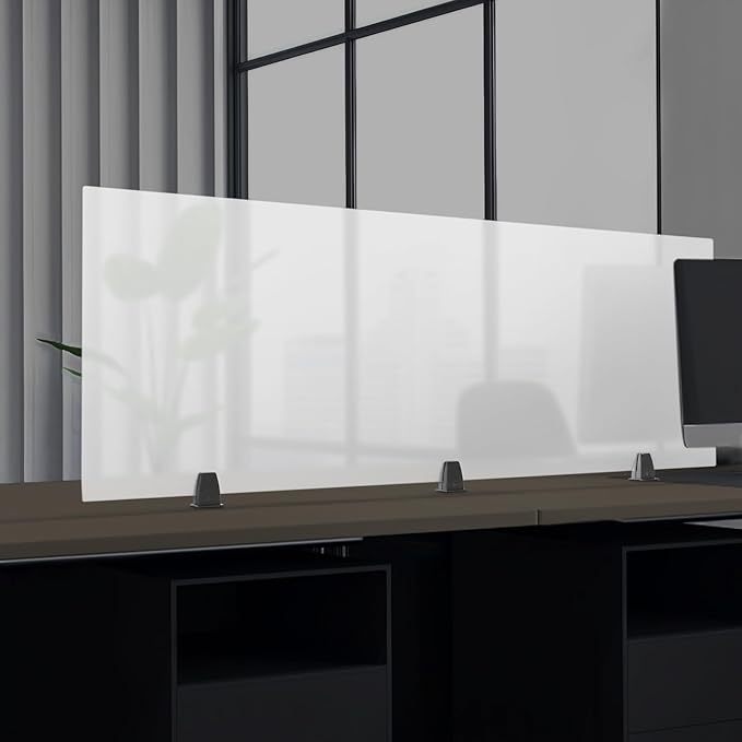 Desk Divider for Students and Desk Privacy Panel, Frosted Acrylic Plexiglass Shield with Clamps for Offices Schools Call Centers, Ideal Cubicle Light Shield - 60”L X22”W