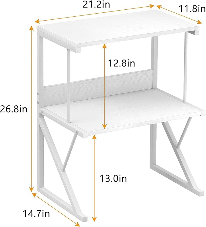 aboxoo Printer Stand for Desk, Desktop Printer Shelf Large 3-Tier Multi-Purpose Office Organization Shelves for Home Office, White