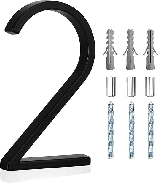 5" Floating Stainless Steel Address House Number, Modern Metal Anti-Rust House Numbers with Nail Kits for Door Garden Mailbox Decor Visibility Signage (2)