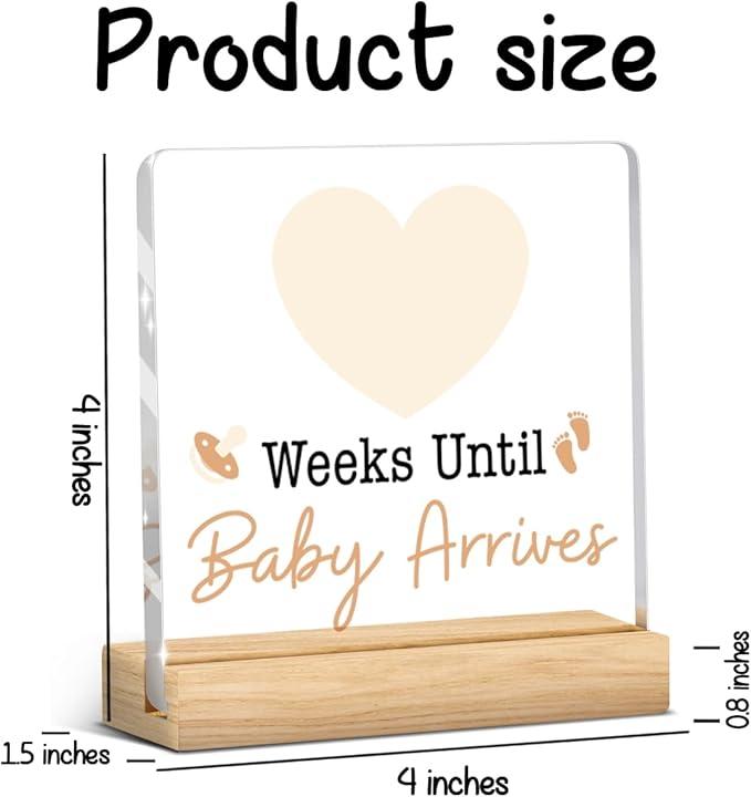 Baby Announcement Gifts for New Parents, Pregnancy Gifts for Mom, Funny Baby Arrives Countdown Acrylic Sign A 07