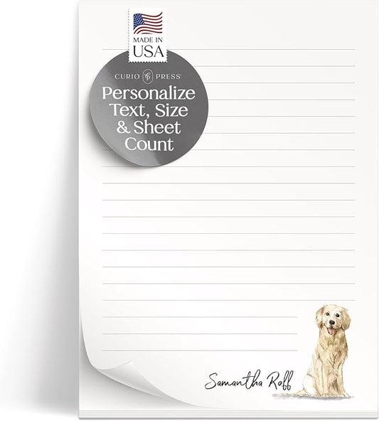 Personalized Stationery Dog Themed Note Pads, Choose from 85 Breeds Dog Stationery Set, Personalized Notepads for Dog Lovers, as Gift or To-do List Stationary, Lined/Unlined Custom Notepads - Dogs Pad