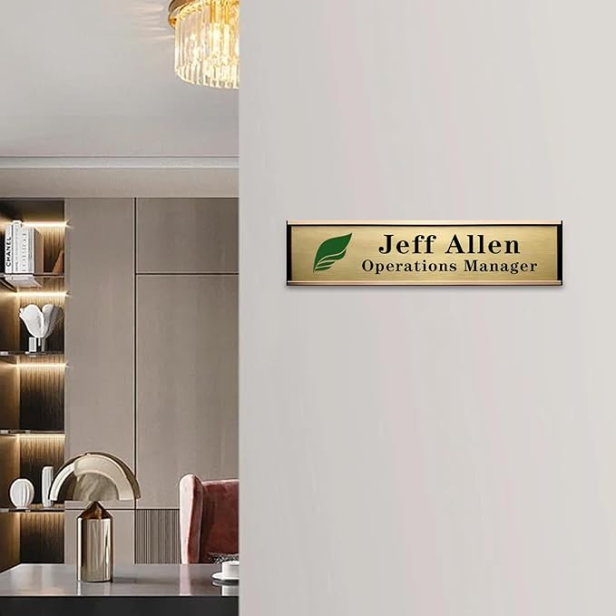 SINKAA Personalized Name Plate for Door or Wall, 2 x 8 inch Custom Office Aluminum Door or Wall Name Plates with Logo Image or Texts, Office Appreciation Gifts for Coworkers Boss Teacher, Employee