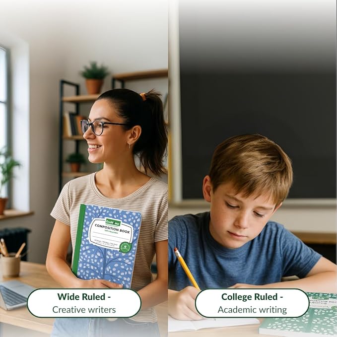 EcoNama Composition Notebooks Pack of 10 College Ruled 200 Pages (100 Sheets) 9.75"x7.5" Black Marble Carbon Neutral Recyclable Paper Eco-Friendly School & Office Supplies For Students and Professionals