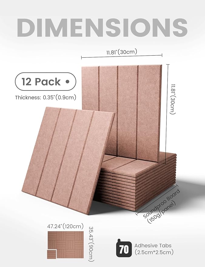 Large Felt Bulletin Board 48" x 36" Cork Board Alternative-12 Pack with 70 Safe Removable Adhesive Tabs, Felt Boards for Walls Cork Boards for Home Office Classroom Pin Board-Terracotta