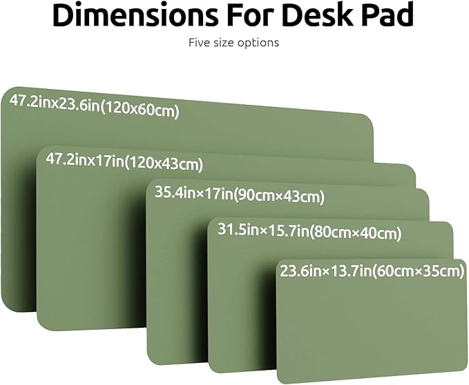 YSAGi Leather Desk Protector, Office Mat, Large Mouse Mat, Non-Slip PU Leather Blotter, Laptop Desk, Waterproof Writing Pad for Office and Home (Bamboo Green, 35.4" x 17")