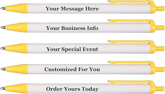 RevMark Personalized Ballpoint Pen, Custom Printed Name, Business or Event Information, Timeless Advertising, USA Made Pens, Promotional Marketing, Smooth Black Ink, Bulk Pack (Yellow,500 Ct)