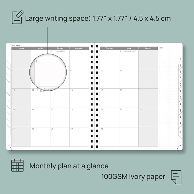 POPRUN Planner 2025-2026 (Large - 8.5'' x 10.5'') Academic Weekly Calendar (July 2025 - June 2026) with Hourly Time Slots, Monthly Tabs, 100GSM Thick Papers, Spiral Leather Cover - Purple