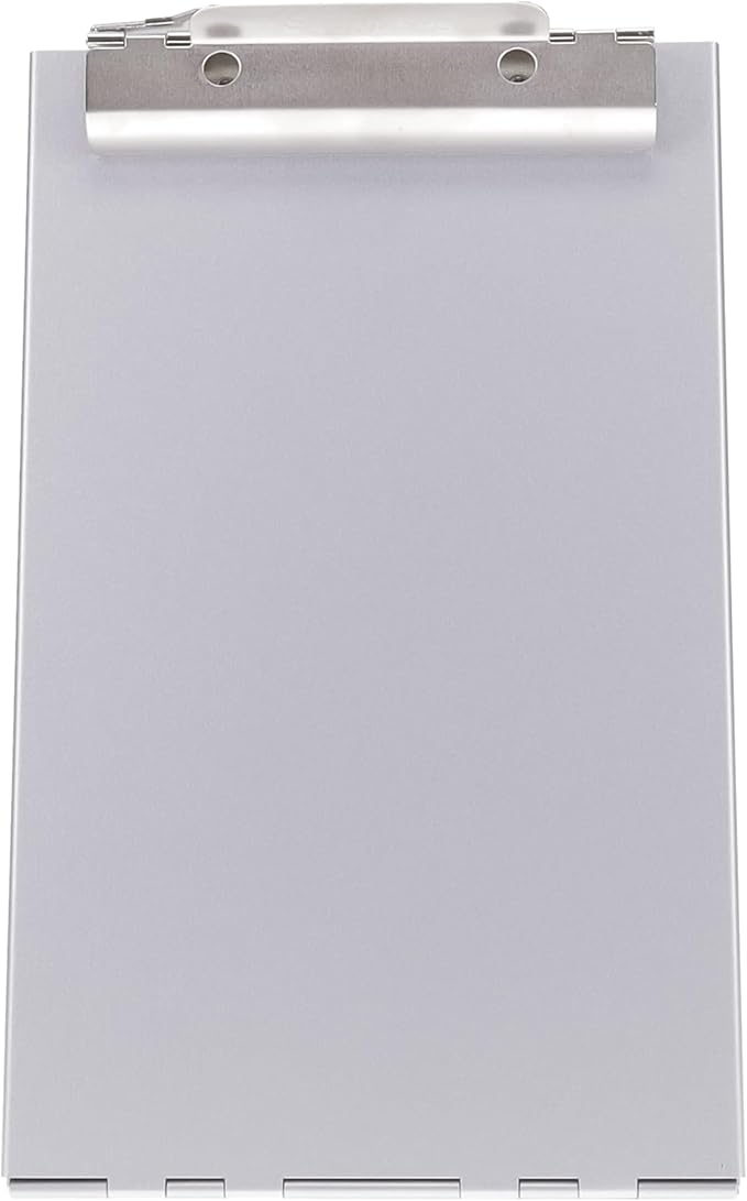 Saunders Metal Clipboard with Storage, Silver Single Layer Nursing Clipboard Folio, Memo Size Paper Organizer, Steel Clip with Self Locking Latch, Form Holder for Office, School & Work - Made in USA