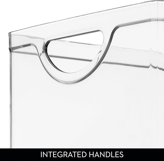 iDesign Plastic Stackable Kitchen Cabinet Storage Bin with Handles - Clear Pantry Organizer
