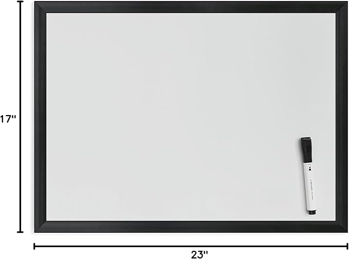 U Brands Magnetic Dry Erase Board White Board, 24" x 18" Inches, Black Wood Frame (307U00-01)