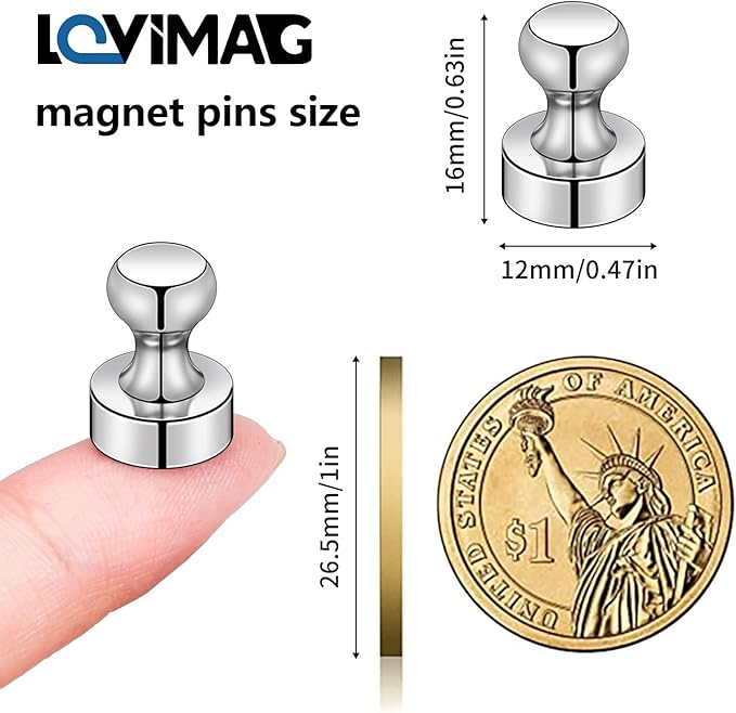 LOVIMAG Fridge Magnets 20Pcs Refrigerator Whiteboard Small Strong Magnet Classroom Kitchen Accessories Decorative Locker Set Decor Must Haves Office Calendar Refrigerador Magnetic Cute Crafts Silver