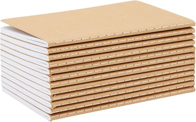 Paper Junkie Notebook Pack - A6 (4 x 6 In), Kraft Paper, 12-Pack, Lined Pages - Journaling Notebooks for Travel Journal, Work & School