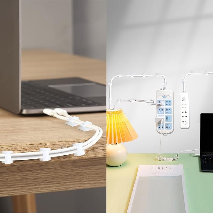 XHF 3/4” Adhesive Cable Wire Clips White 120pcs, Cable Staples Outdoor Cable Management Wire Organizer Cord Holder for Under Desk, Car, Wall, TV PC Ethernet Cable