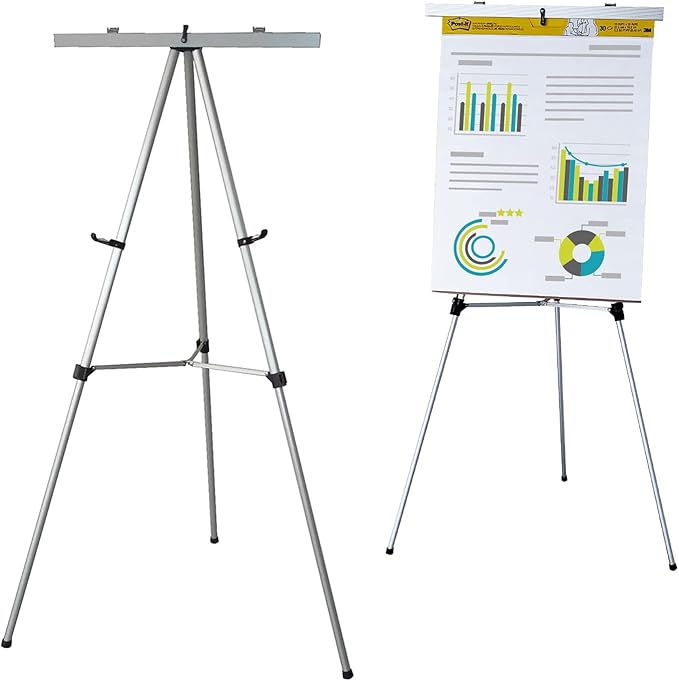 Lightweight Aluminum Flip-Chart Presentation Easel, 70 Inches, Silver