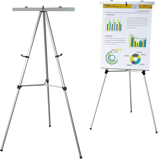 Lightweight Aluminum Flip-Chart Presentation Easel, 70 Inches, Silver