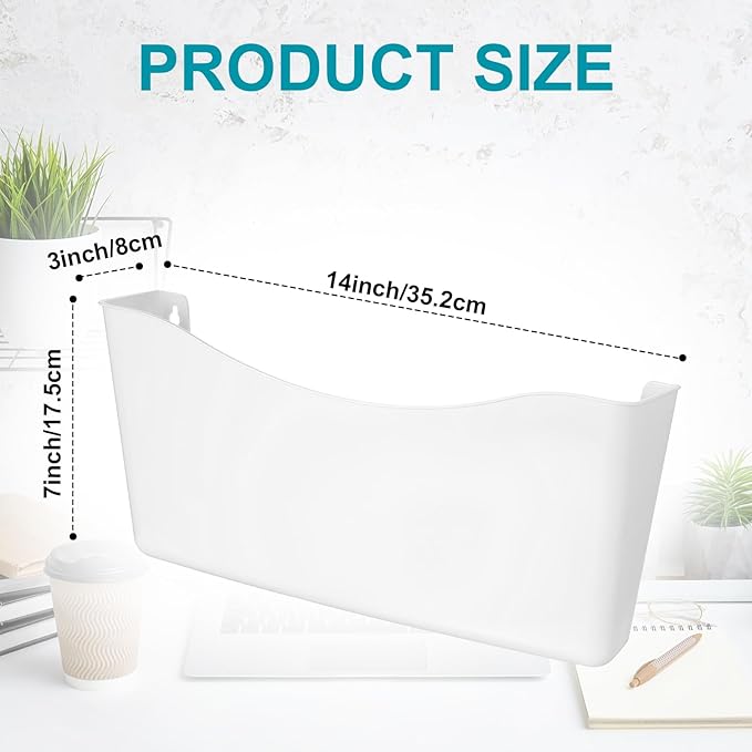 Colarr 6 Pack Expandable Pocket Wall File Holder Plastic Hanging Wall Organizer Space Saving Wallmount File Holder for Office Mail Letter Magazine(White)