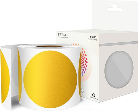 3 Inch Round Color Coding Labels (500 per Roll) - Colored Dot Stickers Round Labels for Inventory, Warehouse, Office Organizing - Gold Circle Stickers
