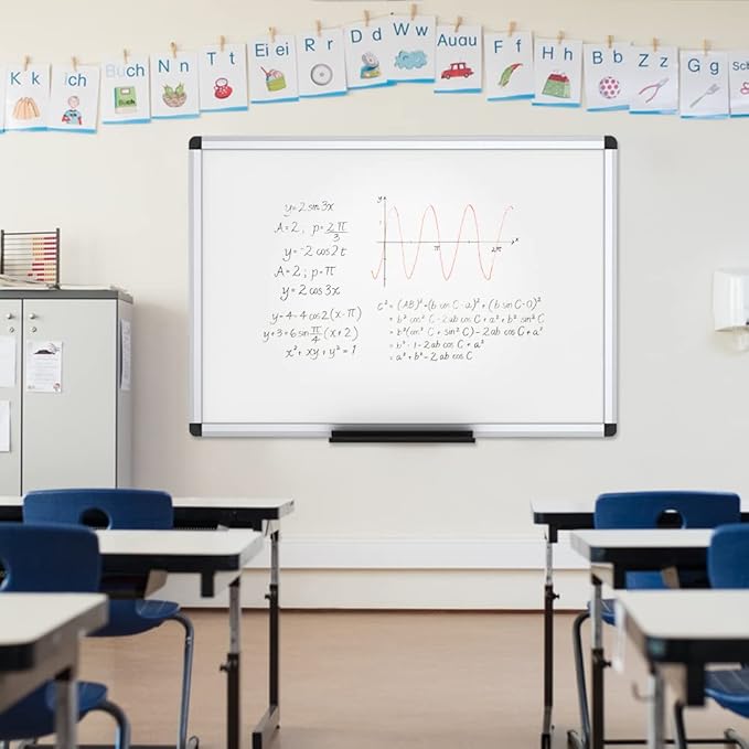 VIZ-PRO Large Magnetic Dry Erase White Board for Wall, 72 X 48 inches, Pack of 2, 6' x 4' Aluminum Framed Whiteboard with Marker Tray for School Office Home