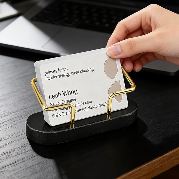 Zornaveli Marble Business Card Holder, 2 Pack Modern Business Card Display Stand for Desk, Gift Cards Organizer for Office, Reception, Desktop