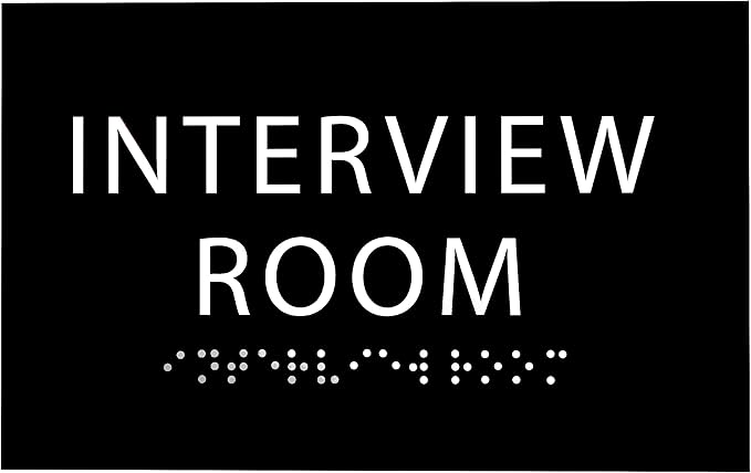 ADA CENTRAL SIGNS - 6" X4" Interview Room Sign - ADA Compliant Tactile Graphics Grade 2 Braille Text Acrylic Wall Sign | Privacy, Meeting, Room Name Sign for Schools, Hospitals, Offices, & Apartments