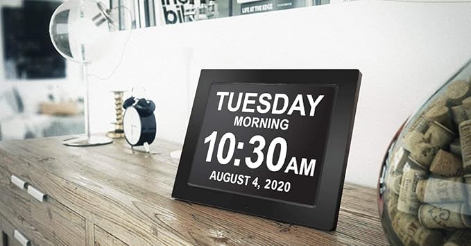 American Lifetime New 2026 Dementia Clock Large for Seniors, Digital Clock Large Display with Custom Alarms, Clock with Day & Date for Elderly, Number Digital Clock 12 Inches Black