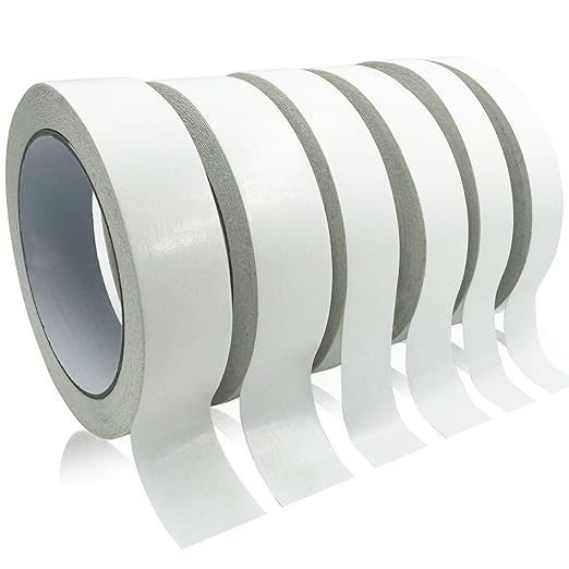 Double Sided Tape for Clothes, Fabric Tape, Double-Sided Hem Tape for Hemming, Clothing, Scrapbook Supplies, Gifts Box, Scrapbooking, Tear-by-Hand, 6 Roll Heavy Duty Multi-Size Adhesive Tape