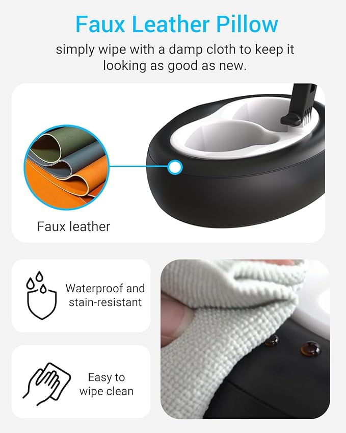 CANHET Tablet Leather Pillow Stand,【Stain-Resistant】 Tablet Holder with 2 Snack Bowl, Adjustable Pillow Stand for Lap/Bed/Couch/Desk, Fits 4-13" Kindle, iPad Pro Air Mini, Phone, Galaxy Z Fold