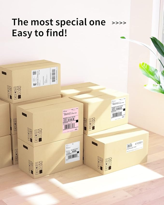 JADENS 4X6 Thermal Direct Shipping Label Compatible with JADENS MUNBYN, IDPRT, Rollo, Postage Label Paper for Small Businesses, 250 Labels/Pack, Pink