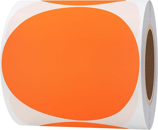 Hybsk Round Color Coding Circle Dots Labels Warehouse Inventory Organizer Stickers (4 inch, Fluorescent Orange)