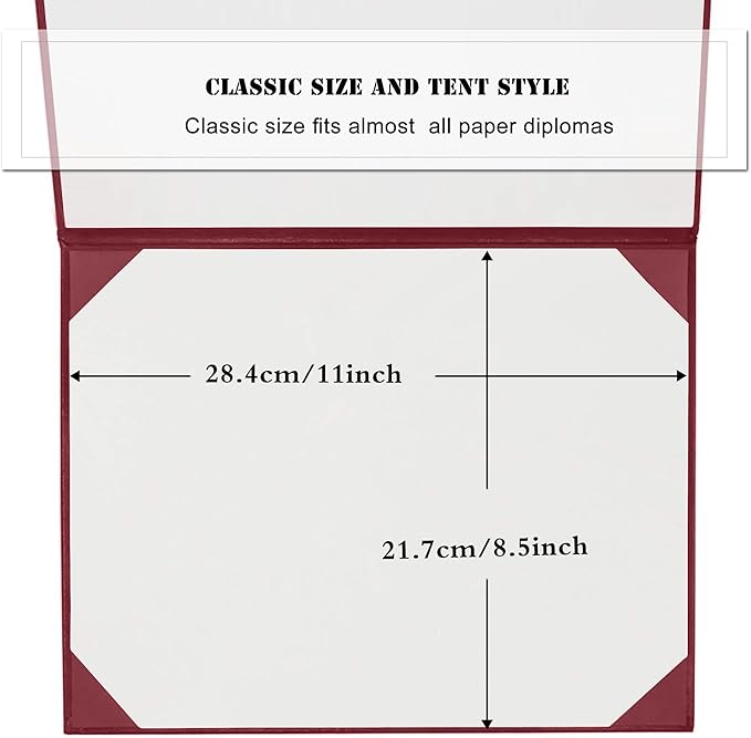 Diploma Cover 8.5” x11” Diploma Holder of Graduation Leatherette Padded Certificate（Tent Style),20-Pack