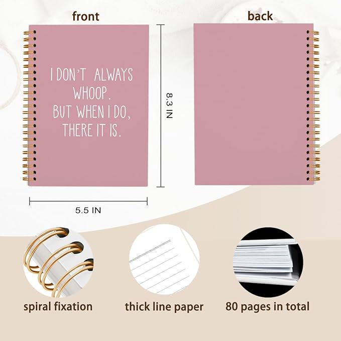 hold fizz Funny Office Notebooks for Work, Sarcastic Gifts, I Don't Always Whoop Sign, Office Desk Accessories, Funny Journal, Office Supplies for Desk, Pink Spiral Notebook 5.5 x 8.3