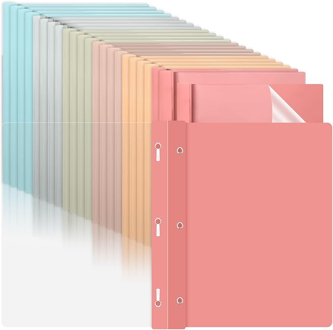 24 PCS Retro Plastic Report Covers with 3 Prongs Clear Front Presentation Folders 3 Prong Folders for Resume Portfolio Document Report Letter Proposal School Classroom Office Supplies (Vintage)