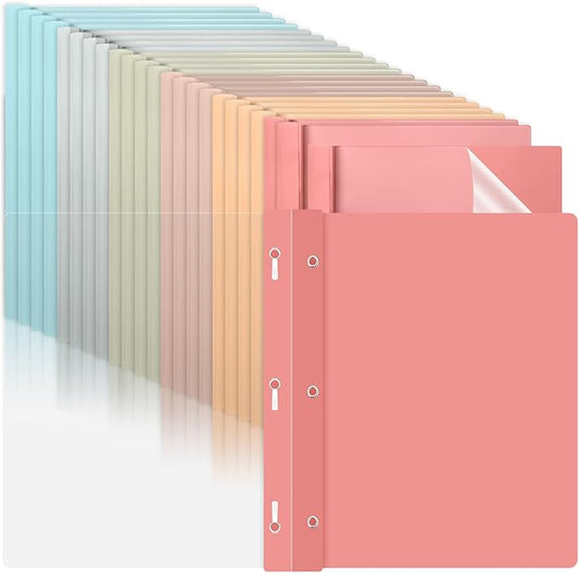 24 PCS Retro Plastic Report Covers with 3 Prongs Clear Front Presentation Folders 3 Prong Folders for Resume Portfolio Document Report Letter Proposal School Classroom Office Supplies (Vintage)