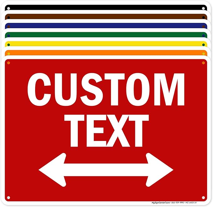 Custom Arrow,Custom Directional Sign, Two way Arrow,10x14 Inches, Rust Free .040 Aluminum, Fade Resistant, Made in USA by My Sign Center