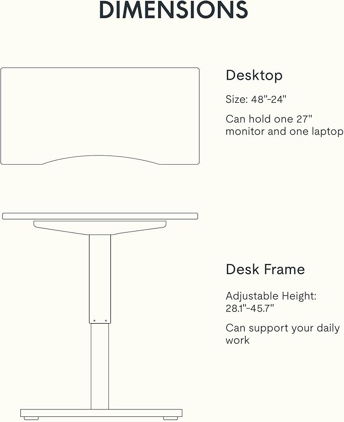 FLEXISPOT EN1 Bamboo Standing Desk, 48 x 24 Inches Whole-Piece Electric Height Adjustable Desk for Home Office (Black Frame + Bamboo Curved Desktop, 2 Packages)