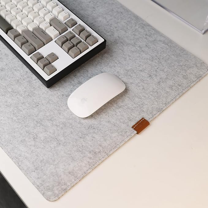 Bright Stone Felt Desk Mat,Non-Slip Mouse Pad, 31.5"x15.7" Office Supplies Desk Protector, Desk Accessories for Home and Office (Light Gray)