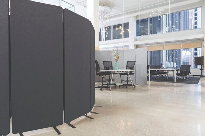 Stand Up Desk Store ReFocus Freestanding Noise Reducing Acoustic Room Wall Divider Office Partition (Ash Grey, 23.6" x 66", Zippered Extension Panel)