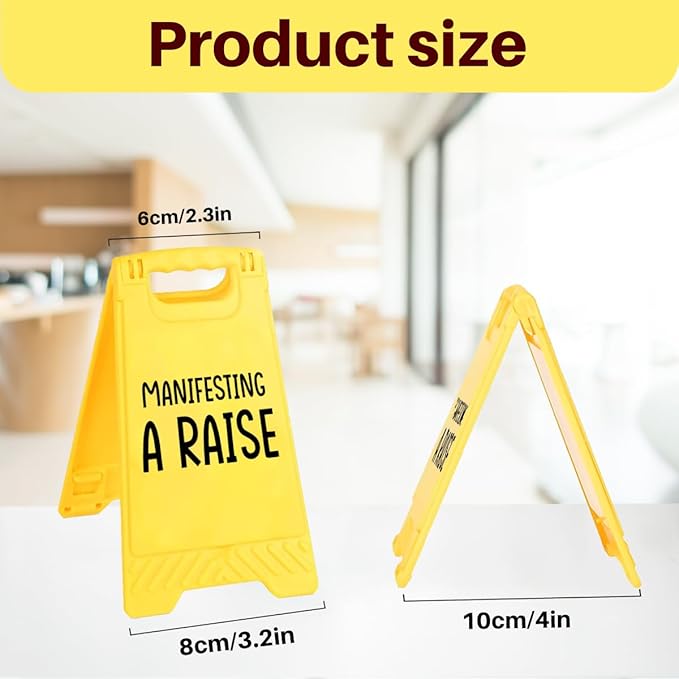 Funny Office Desk Accessories,Motivational Affirmations Office Cubicle Decor,Desk Decor,Phone Holder Mirror Acrylic Table Signs,Daily Desktop Corporate Work Humor Gifts for Leader (Manifesting Raise)
