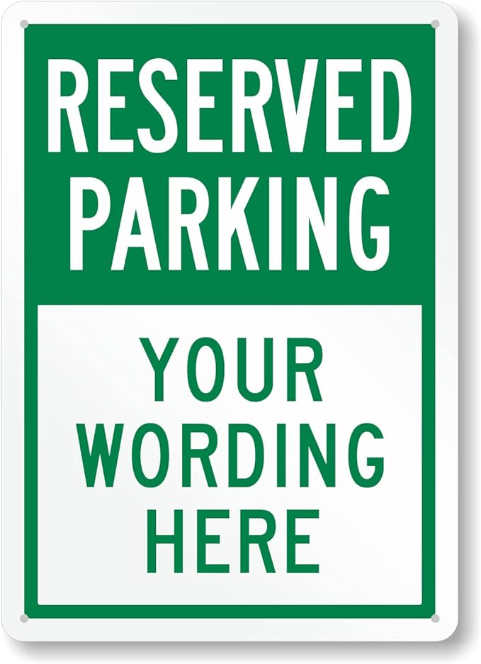 SmartSign 14 x 10 inch Custom “Reserved Parking” Metal Sign - Add Text, 40 mil Laminated Rustproof Aluminum, Green and White, Made in USA