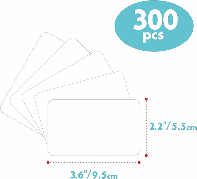 300pcs Plain Name tag Labels, Blank Name Badge with Permanent Adhesive Writable White Name Tag Stickers for School Office Home with Perforation Line(Each Measures 3.6" x 2.2")