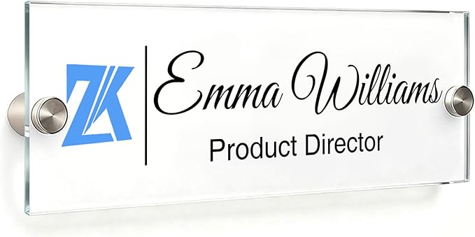 Acrylic Door Name Plate Personalized Office Name Plate Custom Door Sign with Logo Office Decor For Women Men Workspace Decorations (Style 09, 8 * 3inch)