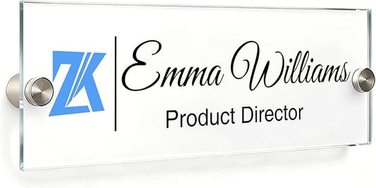 Acrylic Door Name Plate Personalized Office Name Plate Custom Door Sign with Logo Office Decor For Women Men Workspace Decorations (Style 09, 8 * 3inch)