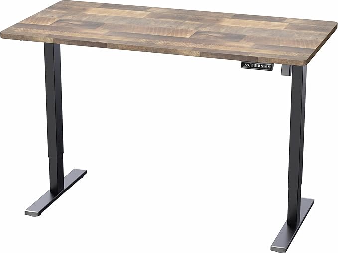 VIVO Electric 55 x 28 in Standing Desk, Memory Height Adjustment, 1B Series, Holds 220 lbs, One-Piece Reclaimed Wood Top, Black Frame, DESK-KIT-1B55P