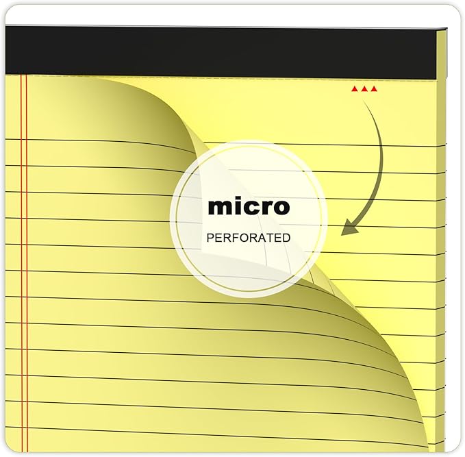 AILZFEI 6pcs Small Note Pad 5x8 College Ruled Legal Pads Paper Notepads 6 Pack Study Back Writing Pads 5 x 8 Legal Pads Perforated Narrow Ruled Pads of Paper Yellow