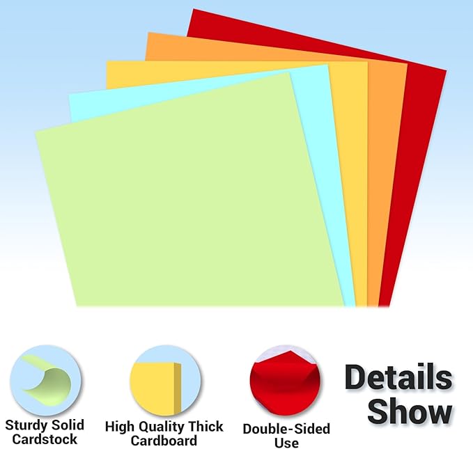 Cardstock 8.5 x 11, 5 Colors Colored Printer Paper 75 lb/200 gsm, 40 Sheets Colored Card Stock, Assorted Colors Construction Paper for Invitations, Diy Cards, Business Cards, Drawing etc